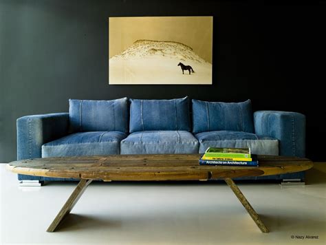 Cindy Crawford Blue Denim Sofa | Baci Living Room