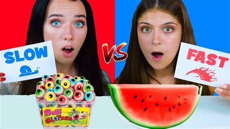 ASMR FAST VS SLOW FOOD CHALLENGE | EATING SOUNDS LILIBU - YouTube