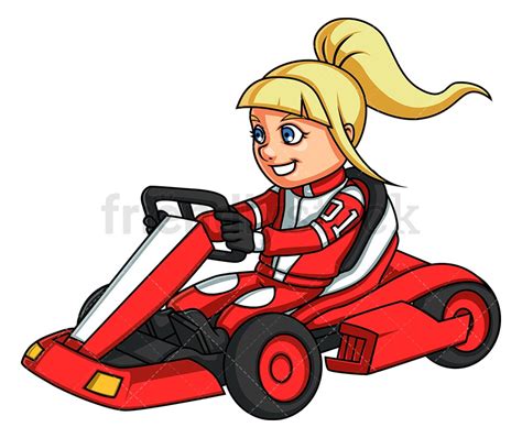 Girl Driving Go-Kart Cartoon Clipart Vector - FriendlyStock