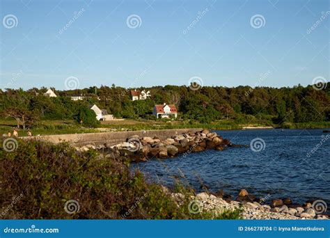 Sea Coast with Tiny Houses and Rocky Beach Sweden Stock Photo - Image ...