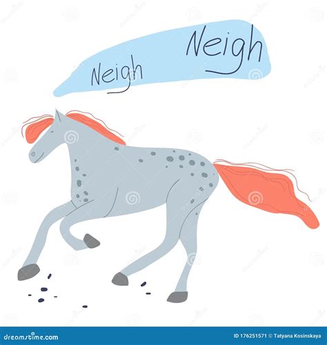 Cartoon Neighing Horse Sitting In A Wooden Cart Vector Illustration ...