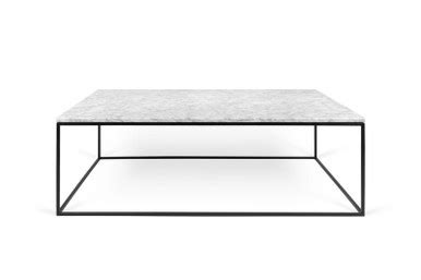 Temahome Gleam Rectangle White Marble Coffee Table with Black Base ...