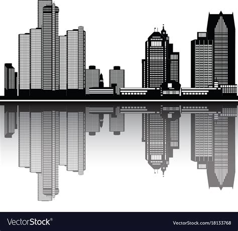 Detroit city skyline Royalty Free Vector Image