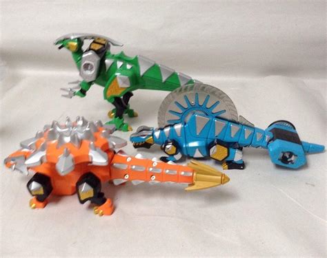 Power Rangers Dino Thunder Megazord Zord 3 Dinosaurs Orange Blue Green ...