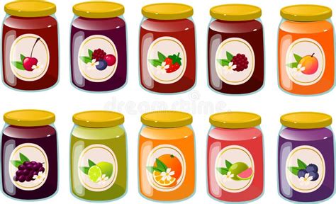 Vector Illustration of Various Kinds of Jams, Marmalade and Jellies Stock Vector - Illustration ...