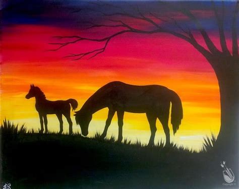 Pin by Lisa Green on Painting inspiration :) | Sunset painting, Horse painting, Painting