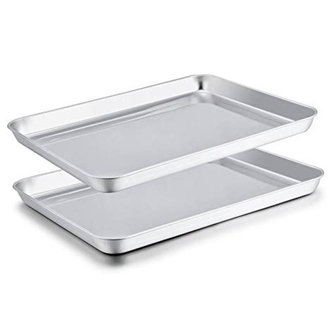 TeamFar Baking Sheet Set of 2, Stainless Steel Baking Pans Tray Cookie ...