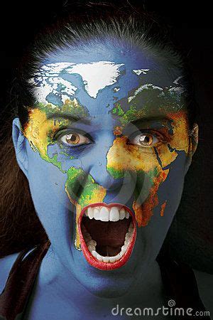 Girl with world map painted on her face screaming. #worldmap | World map painting, Stock photo ...