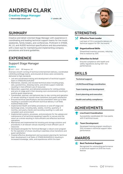 5 Stage Manager Resume Examples & Guide for 2024