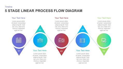 5 Stage Linear Process Flow Diagram Template for PowerPoint