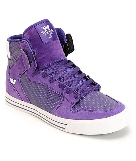 Supra Vaider White & Purple Leather Shoes at Zumiez : PDP