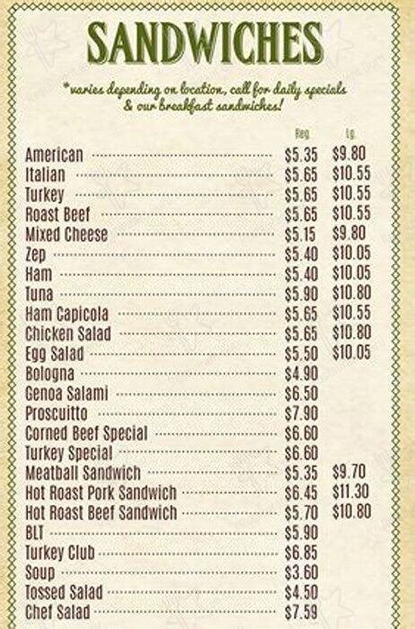 Menu at Corropolese Italian Bakery & Deli, Norristown