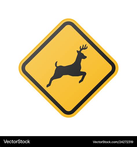 Wildlife crossing warning road sign Royalty Free Vector