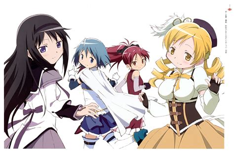 Tomoe Mami, Sakura Kyouko, Akemi Homura, Miki Sayaka, anime, Homura, Mahou Shoujo Madoka Magica ...