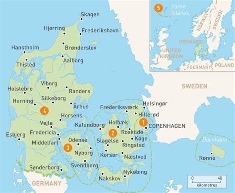 Dinamarca regiones mapa - Dinamarca provincias mapa (Norte de Europa - Europa)