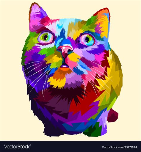 Cat in pop art colors design isolated Royalty Free Vector