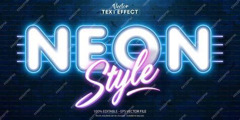 Premium Vector | Neon style editable text effect on brick wall background