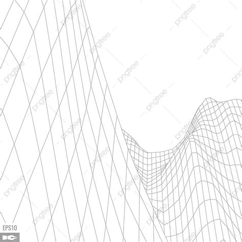 Wireframe Landscape On White Background, Landscape Drawing, Land ...