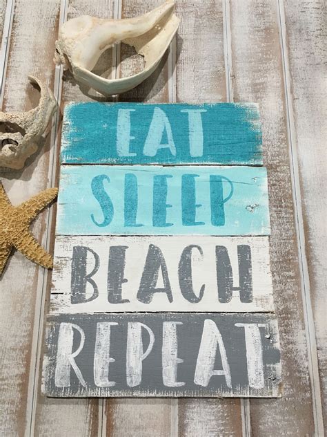 Beach signs beach decor eat sleep beach repeat pallet sign | Etsy | Beach signs, Beach decor ...