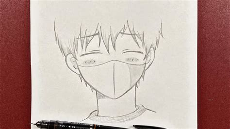 Easy anime drawing | how to draw cute boy wearing face mask step-by ...