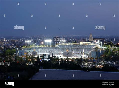 A general overall view of Dodger Stadium, Tuesday, April 18, 2023, in ...