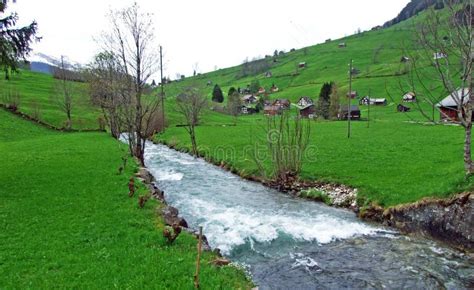 The Thur River in the Village of Unterwasser and in the Obertoggenburg ...