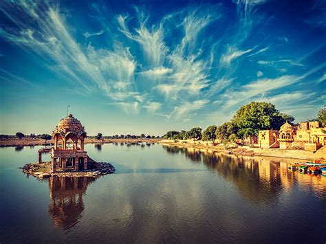 Indian Landmark Gadi Sagar In Rajasthan Stock Photo - Download Image Now - iStock