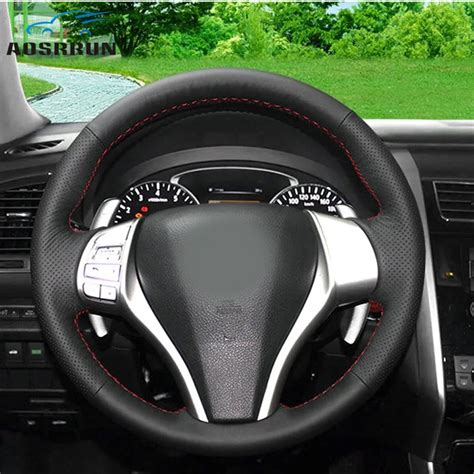 Genuine leather Car Steering wheels cover Car accessories For Nissan Teana Altima 2013 2014 2016 ...