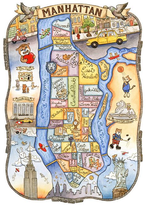 New York City Map Manhattan Art Print 11 X 14 - Etsy