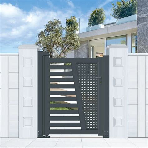 Metal Main Gate Design Systems Aluminum Wood Color Pedestrian Gate for Villa Privacy Fence Gate ...