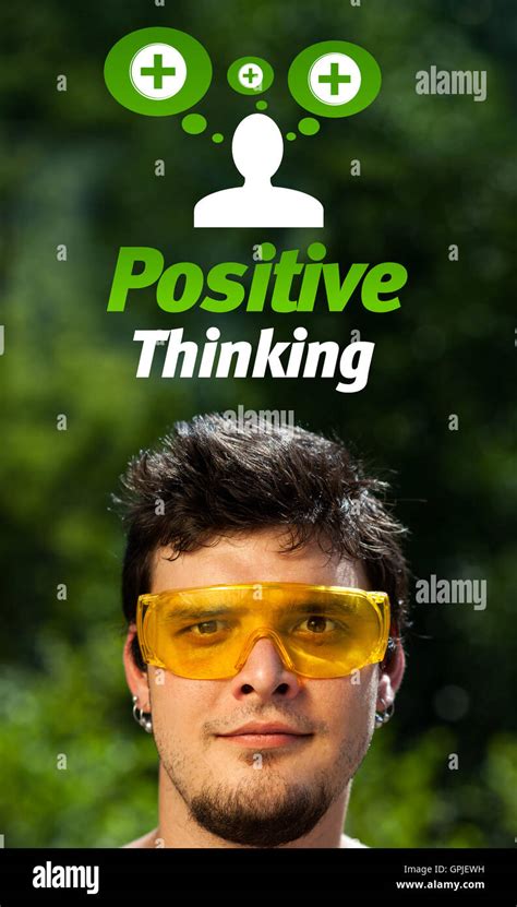 Young head looking at positive negative signs Stock Photo - Alamy
