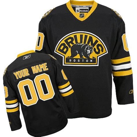 Men's Boston Bruins Custom Reebok Authentic ized Third Jersey - Black