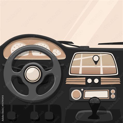 Vehicle interior. Inside car. Vector cartoon illustration Stock Vector ...