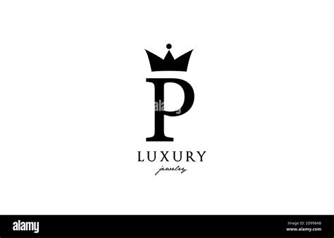 P alphabet letter logo icon in black and white color. Creative design with king crown for luxury ...