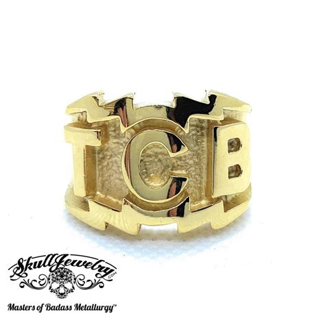 Gold-Tone 'TCB' Elvis Presley Ring (#424Gold) - SkullJewelry.com