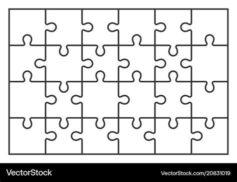 Puzzle jigsaw set 24 pieces in Royalty Free Vector Image