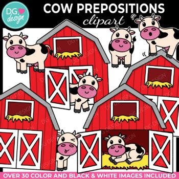 Cow Preposition Clipart | Cow Clipart | Farm Animal Clip Art | Barnyard