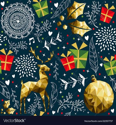 Christmas vintage holiday background pattern Vector Image