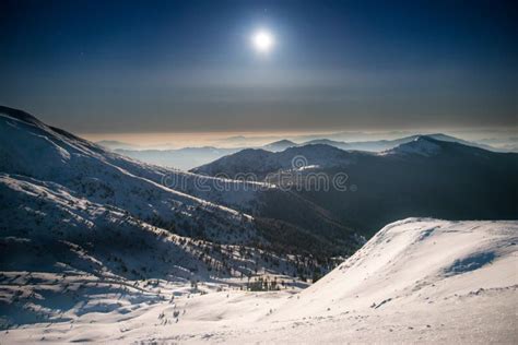 Range of Winter Mountains at Night Stock Photo - Image of mountains ...