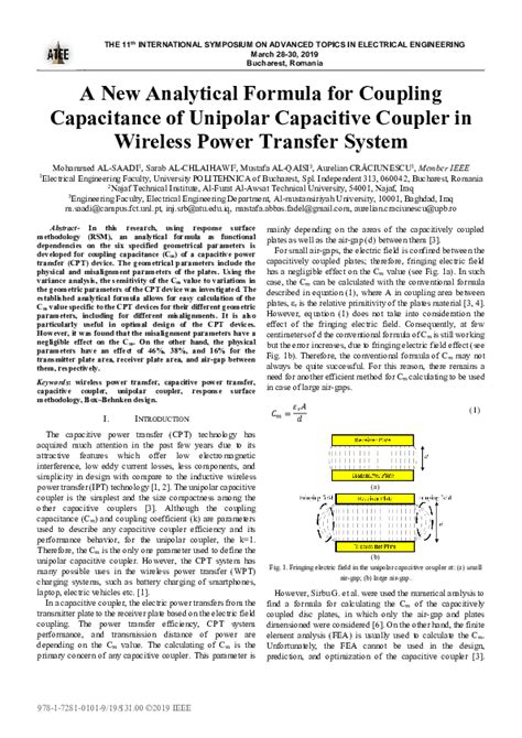 (PDF) A New Analytical Formula for Coupling Capacitance of Unipolar Capacitive Coupler in ...