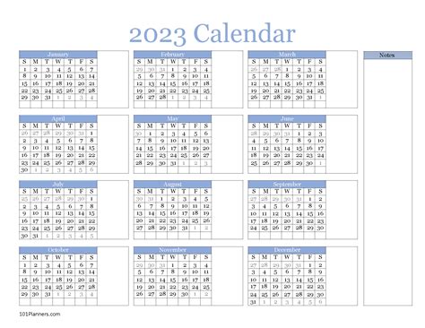 2023 Year At A Glance Calendar Printable Free - Printable Calendars AT A GLANCE