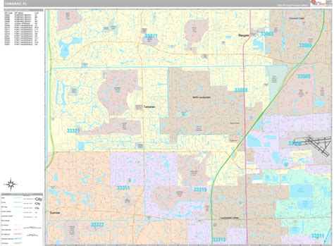 Tamarac Florida Wall Map (Premium Style) by MarketMAPS - MapSales