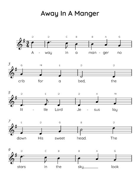 Away In A Manger Easy Piano Sheet Music