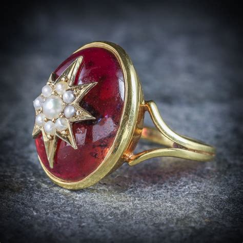 Antique Victorian Garnet Ring 18ct Gold Pearl Star Circa 1880 – Antique ...