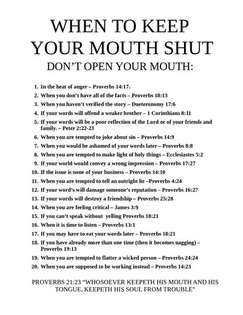 When to keep your mouth shut | Keep your mouth shut, Bible knowledge, Bible study verses