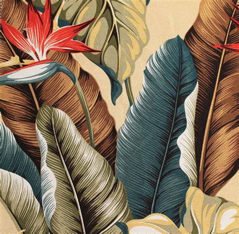 11 tropical leaf print barkcloth fabrics in 31 colorways - Retro Renovation | Tropical leaf ...