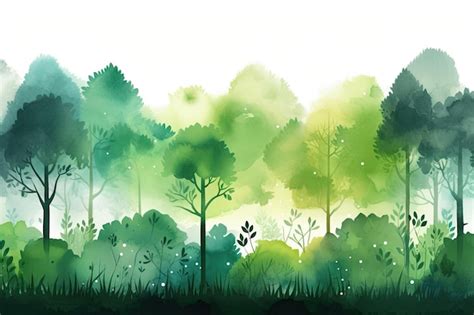 Premium AI Image | Adorable watercolor artwork The amorphous forest Wildlife Forest scene ...