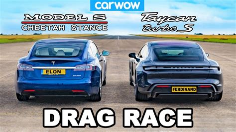 Tesla Model S Cheetah Stance vs Porsche Taycan Turbo S: DRAG RACE! - YouTube