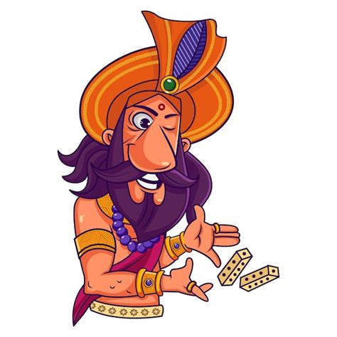 Premium Vector | Vector cartoon illustration of shakuni is throwing dice