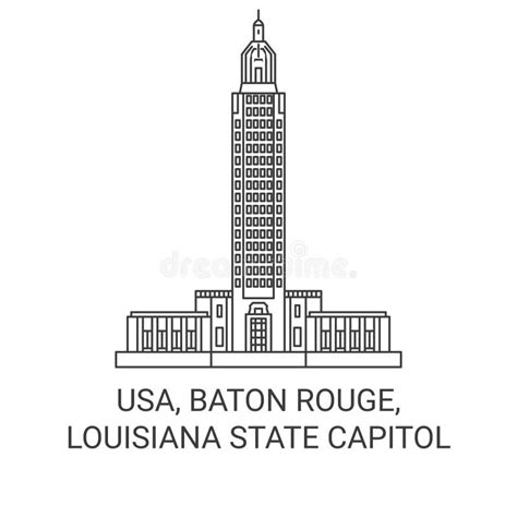 Usa, Baton Rouge, Louisiana State Capitol Travel Landmark Vector Illustration Stock Vector ...
